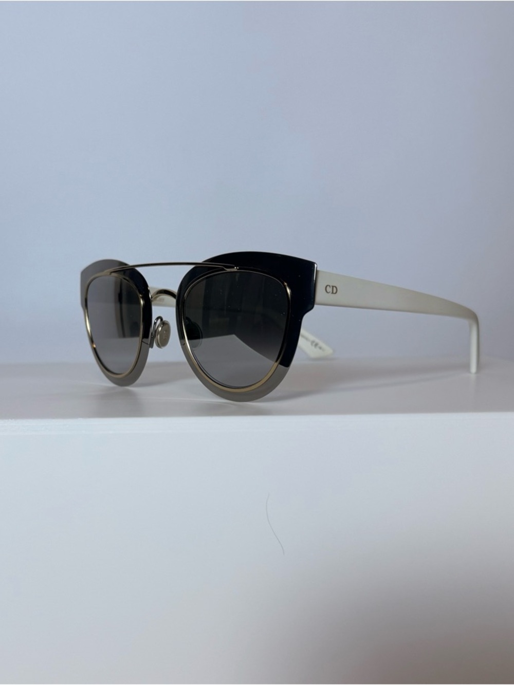 Dior Reflective White and Silver Cat-Eye Sunglasses